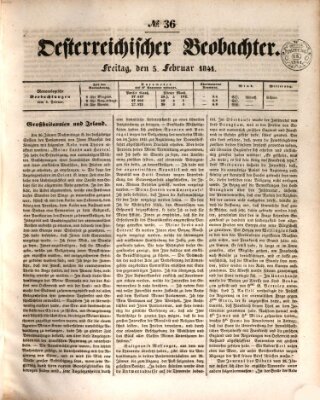 Der Oesterreichische Beobachter Freitag 5. Februar 1841