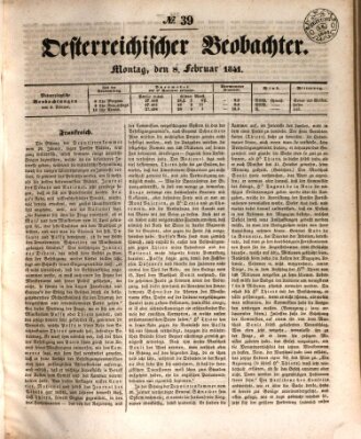 Der Oesterreichische Beobachter Montag 8. Februar 1841