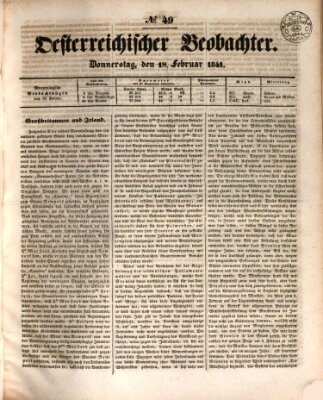 Der Oesterreichische Beobachter Donnerstag 18. Februar 1841