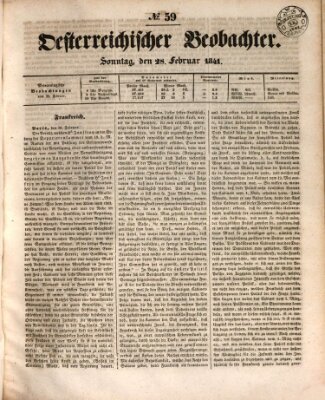 Der Oesterreichische Beobachter Sonntag 28. Februar 1841