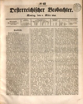 Der Oesterreichische Beobachter Montag 8. März 1841