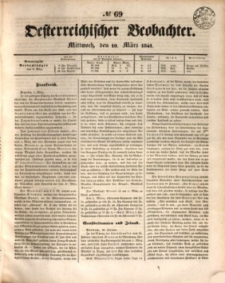 Der Oesterreichische Beobachter Mittwoch 10. März 1841