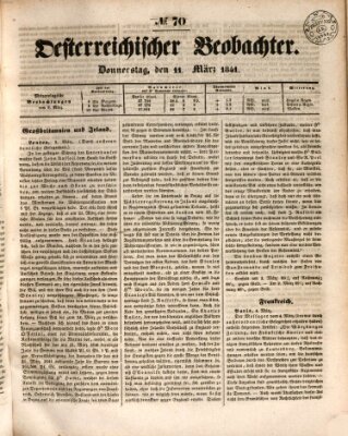 Der Oesterreichische Beobachter Donnerstag 11. März 1841