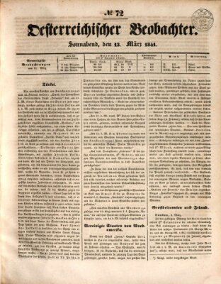 Der Oesterreichische Beobachter Samstag 13. März 1841