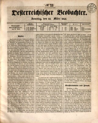 Der Oesterreichische Beobachter Sonntag 14. März 1841