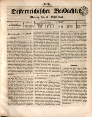 Der Oesterreichische Beobachter Montag 15. März 1841