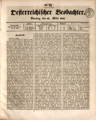 Der Oesterreichische Beobachter Dienstag 16. März 1841