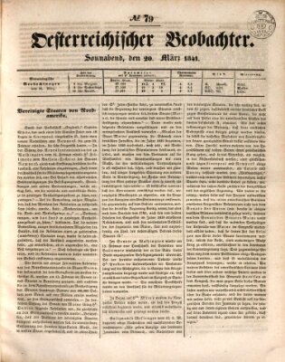 Der Oesterreichische Beobachter Samstag 20. März 1841