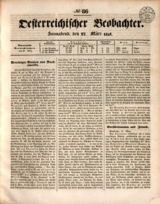 Der Oesterreichische Beobachter Samstag 27. März 1841