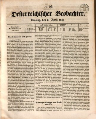 Der Oesterreichische Beobachter Dienstag 6. April 1841