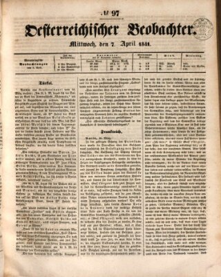 Der Oesterreichische Beobachter Wednesday 7. April 1841