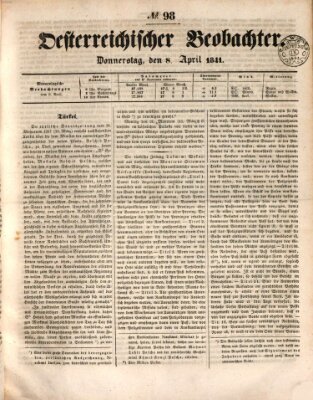 Der Oesterreichische Beobachter Donnerstag 8. April 1841