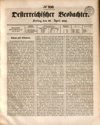 Der Oesterreichische Beobachter Freitag 16. April 1841