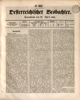 Der Oesterreichische Beobachter Samstag 17. April 1841