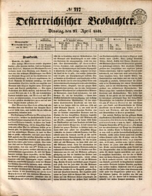 Der Oesterreichische Beobachter Dienstag 27. April 1841