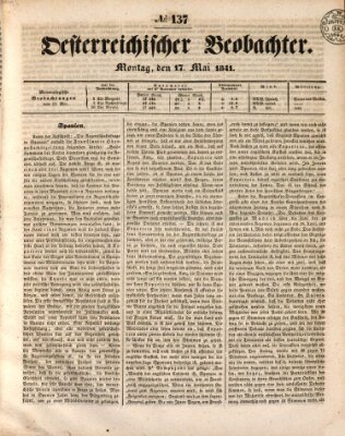 Der Oesterreichische Beobachter Montag 17. Mai 1841