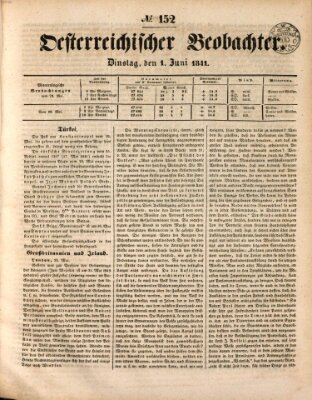 Der Oesterreichische Beobachter Dienstag 1. Juni 1841