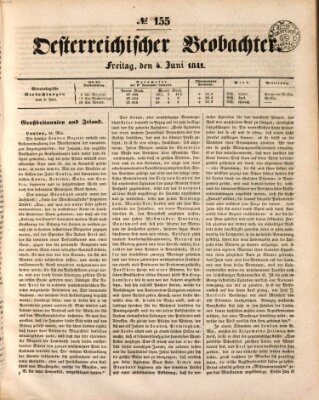 Der Oesterreichische Beobachter Freitag 4. Juni 1841