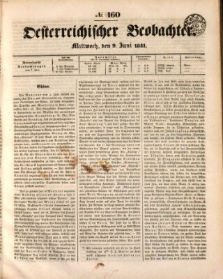 Der Oesterreichische Beobachter Mittwoch 9. Juni 1841