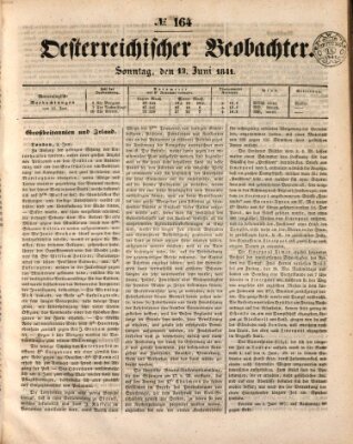 Der Oesterreichische Beobachter Sonntag 13. Juni 1841