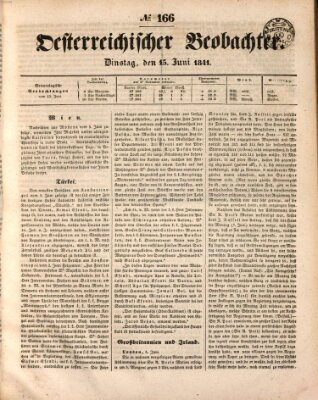 Der Oesterreichische Beobachter Dienstag 15. Juni 1841