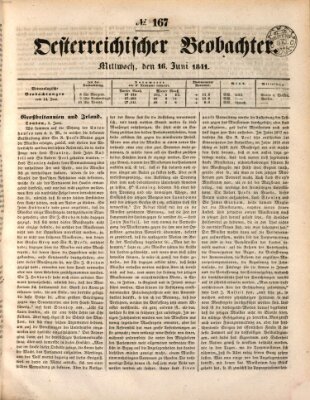 Der Oesterreichische Beobachter Mittwoch 16. Juni 1841