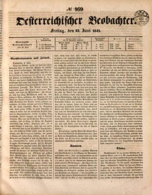 Der Oesterreichische Beobachter Freitag 18. Juni 1841