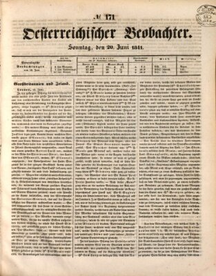 Der Oesterreichische Beobachter Sonntag 20. Juni 1841