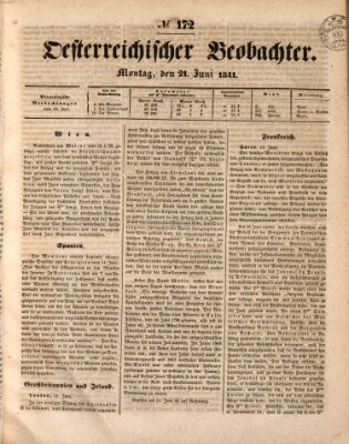 Der Oesterreichische Beobachter Montag 21. Juni 1841