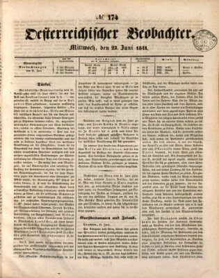 Der Oesterreichische Beobachter Mittwoch 23. Juni 1841