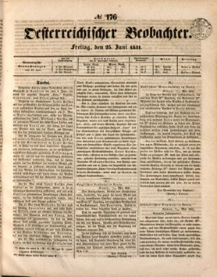 Der Oesterreichische Beobachter Freitag 25. Juni 1841