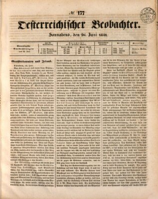 Der Oesterreichische Beobachter Samstag 26. Juni 1841