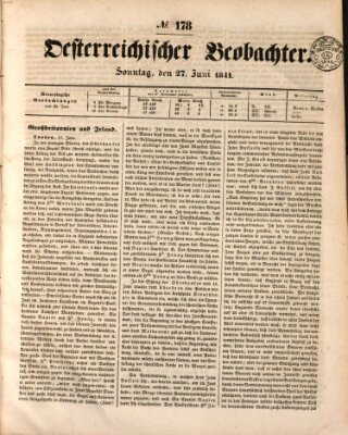 Der Oesterreichische Beobachter Sonntag 27. Juni 1841