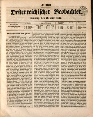 Der Oesterreichische Beobachter Dienstag 29. Juni 1841