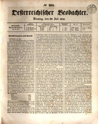 Der Oesterreichische Beobachter Dienstag 20. Juli 1841