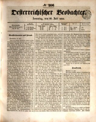 Der Oesterreichische Beobachter Sonntag 25. Juli 1841