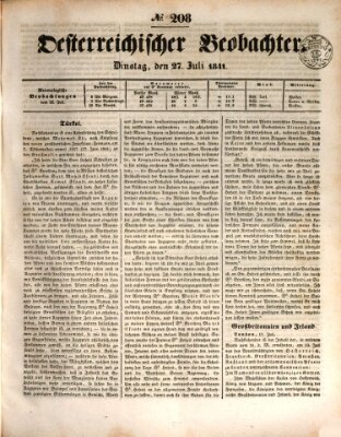 Der Oesterreichische Beobachter Dienstag 27. Juli 1841