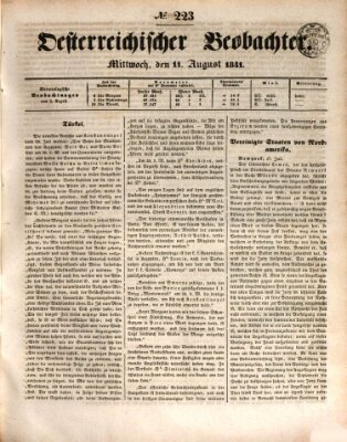 Der Oesterreichische Beobachter Mittwoch 11. August 1841