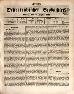 Der Oesterreichische Beobachter Freitag 13. August 1841