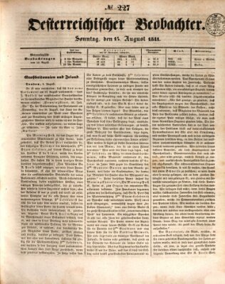 Der Oesterreichische Beobachter Sonntag 15. August 1841