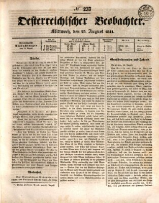 Der Oesterreichische Beobachter Mittwoch 25. August 1841