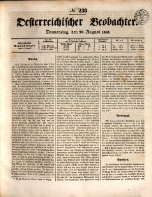 Der Oesterreichische Beobachter Donnerstag 26. August 1841