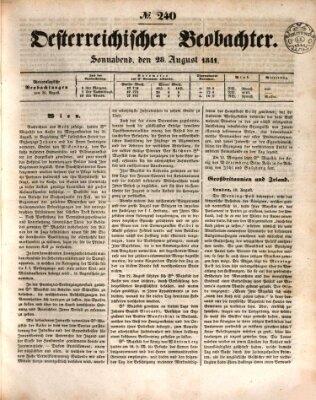 Der Oesterreichische Beobachter Samstag 28. August 1841