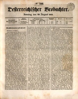 Der Oesterreichische Beobachter Sonntag 29. August 1841
