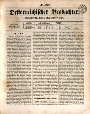 Der Oesterreichische Beobachter Samstag 4. September 1841