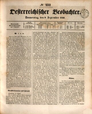 Der Oesterreichische Beobachter Donnerstag 9. September 1841