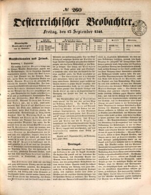 Der Oesterreichische Beobachter Freitag 17. September 1841