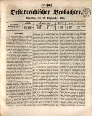 Der Oesterreichische Beobachter Sonntag 19. September 1841