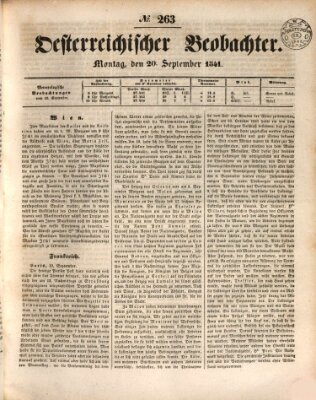 Der Oesterreichische Beobachter Montag 20. September 1841