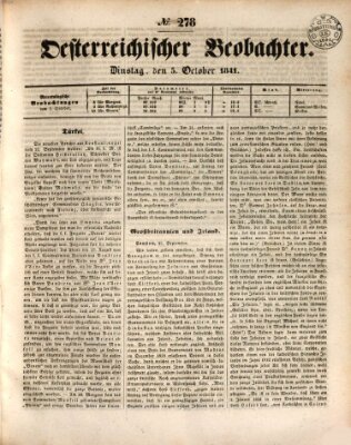 Der Oesterreichische Beobachter Dienstag 5. Oktober 1841